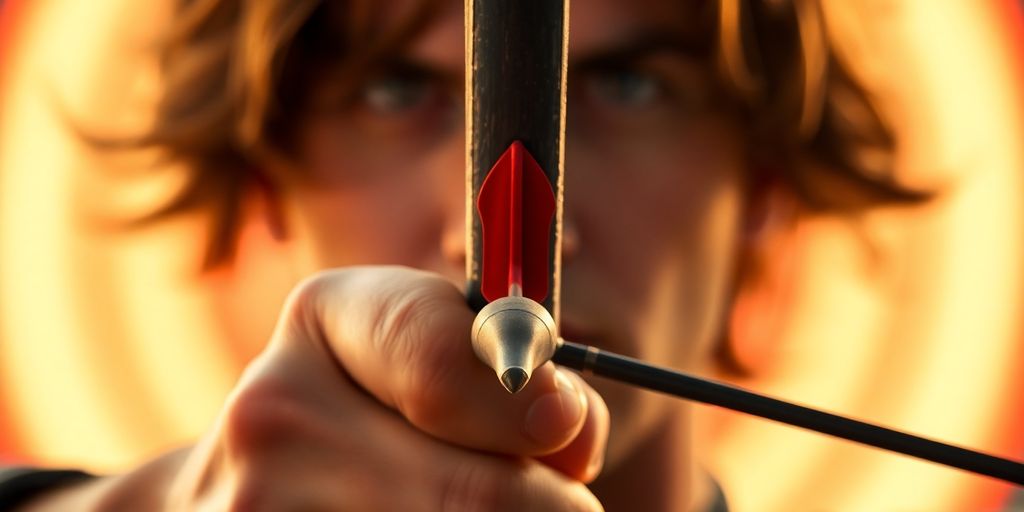 Archer aiming at a bullseye.