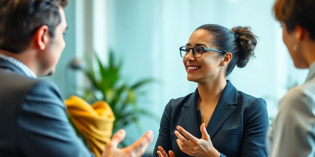 İspanyolca tercüman iletişim becerileri ile konuşurken.