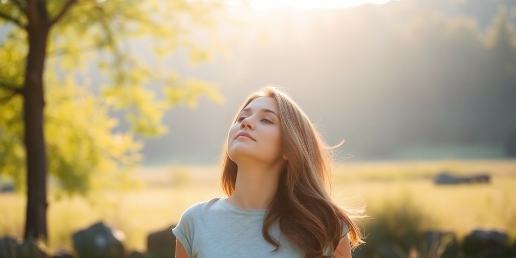 Person relaxing outdoors, finding calm.
