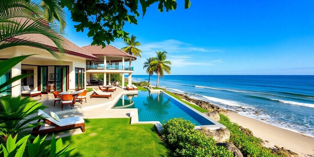 Luxurious beachfront villa with ocean view in Kamala.