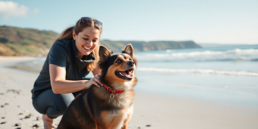 Happy dog training with owner in Clovelly.