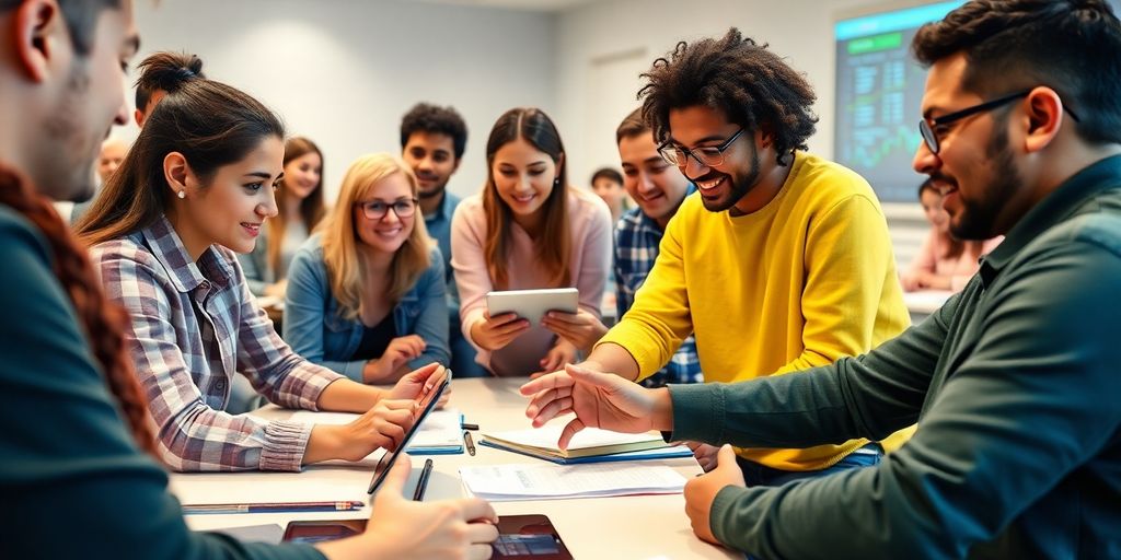 Diverse group learning together in a crypto trading class.