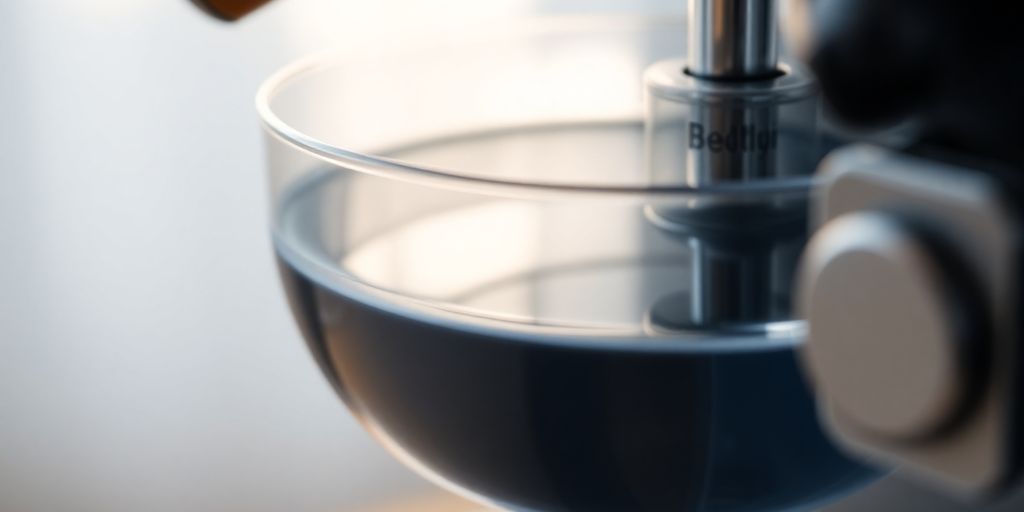 Bella espresso machine with water tank visible.