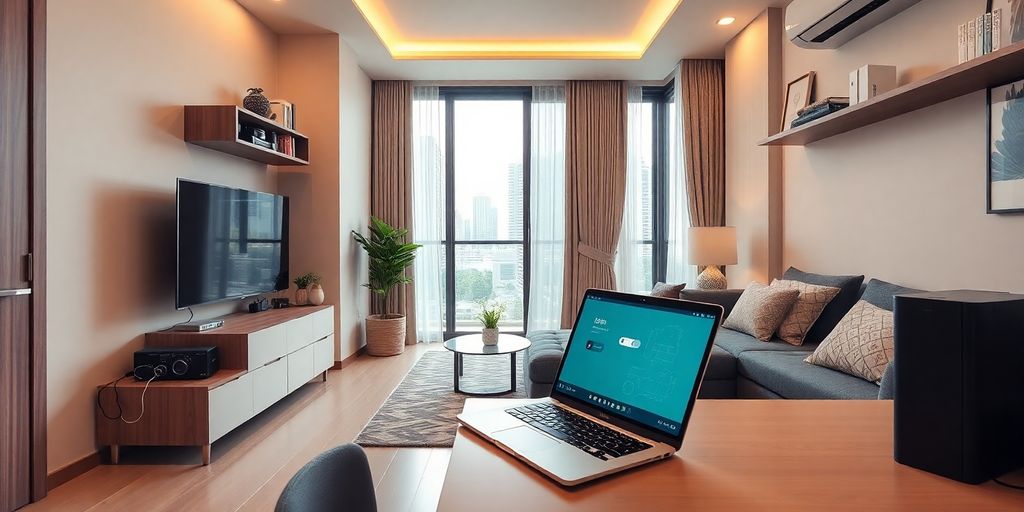 Modern apartment with utilities and internet setup in Shenzhen.