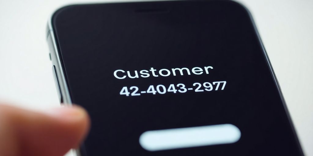 Smartphone showing home service customer service number.