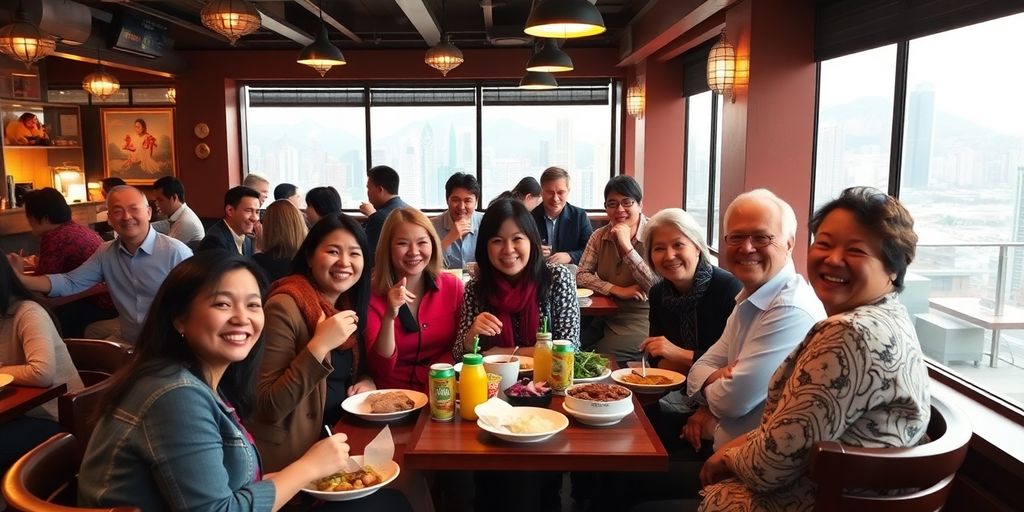 Diverse expatriates enjoying time together in Hong Kong.