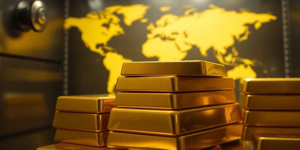 Des lingots d'or empilés dans un coffre-fort.