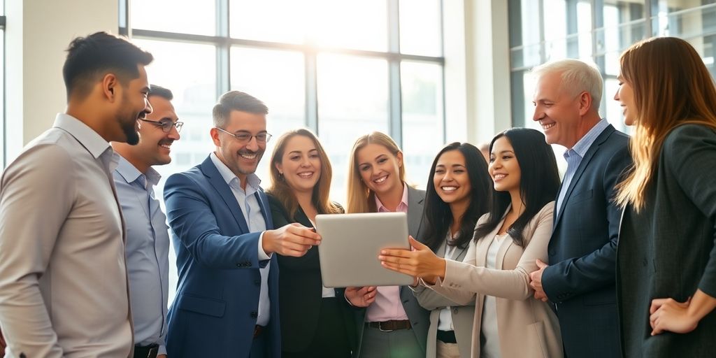 Équipe commerciale réussie, chiffres de vente