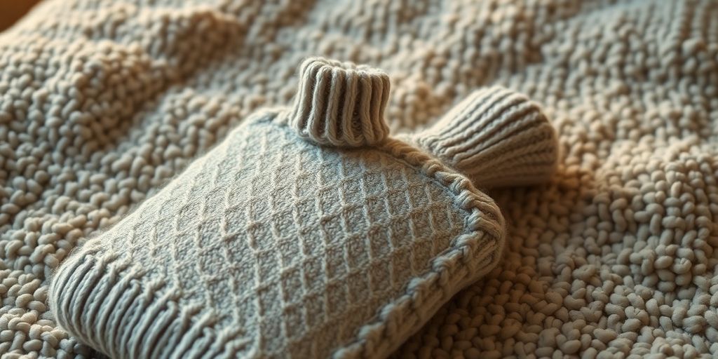 Warm water bottle on a comfy couch.