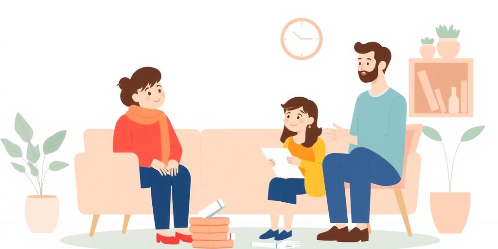 Familie som diskuterer uføreforsikring.