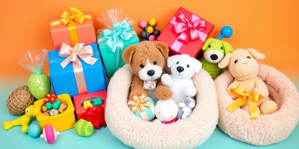 Assorted gifts for pet lovers and their furry friends.