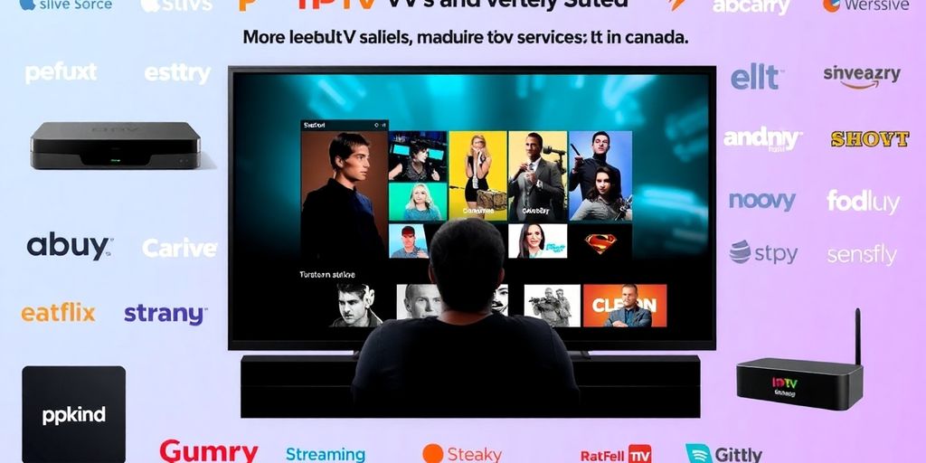 Collage of IPTV devices and Canadian streaming services.