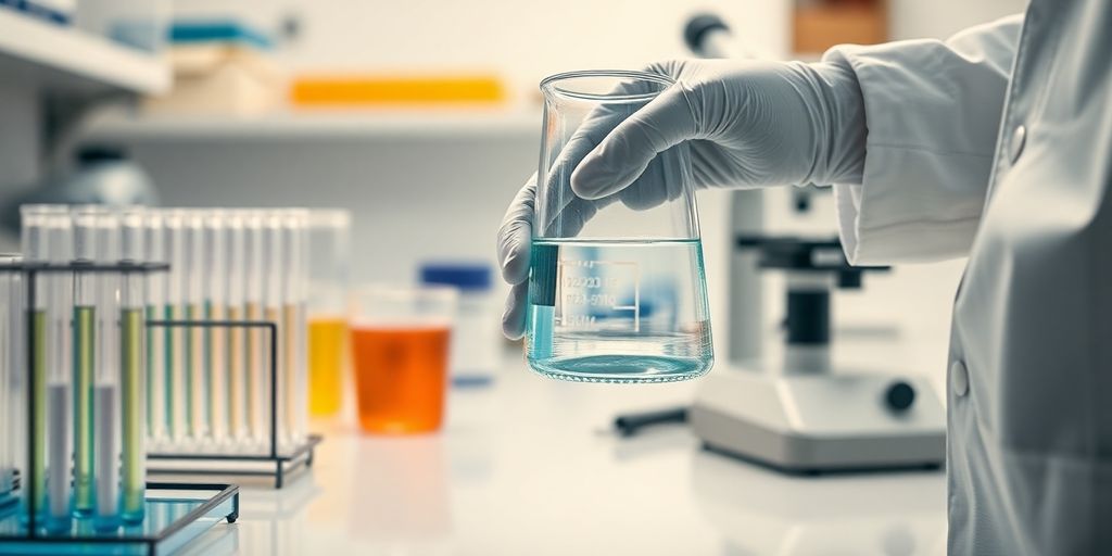 Cientista examinando amostras em laboratório para teste Durasil.