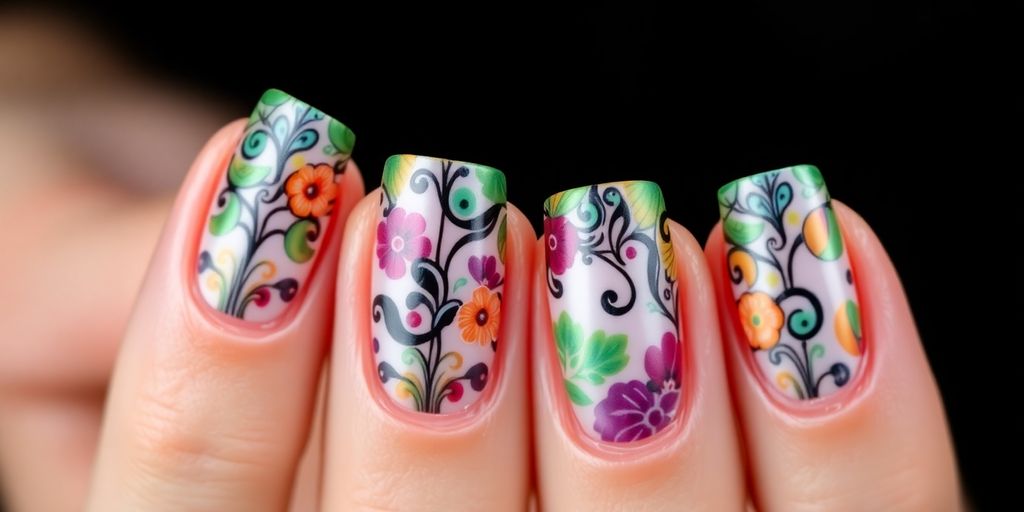 Unhas de gel decoradas com estilo e sofisticação.