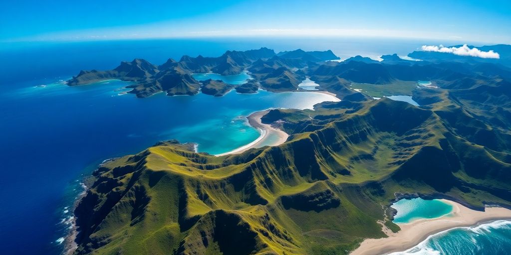 Vibrant aerial view of Hawaii's islands.