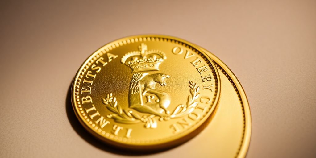 Pièce en or souverain britannique avec un design détaillé.