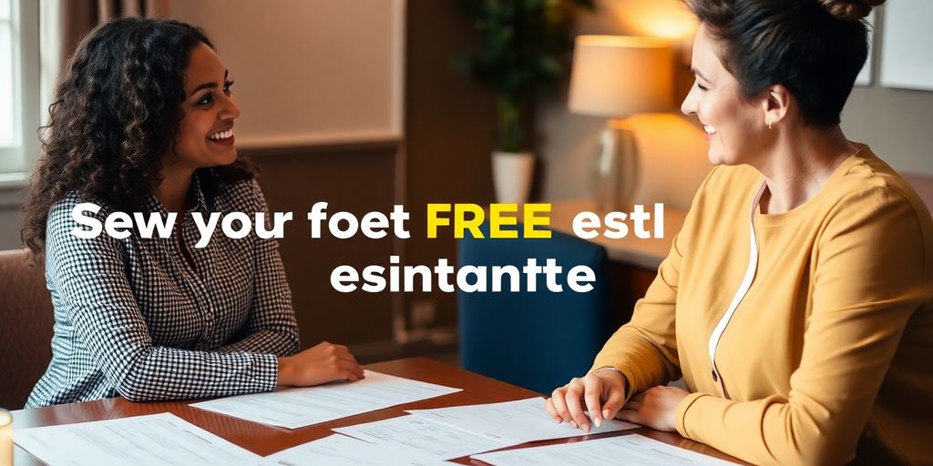 Consultant et client discutant d'un devis gratuit.