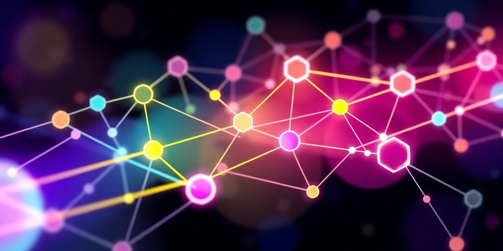 Illustrative image of interconnected blockchain nodes and connections.