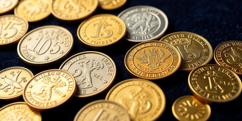 Collection de pièces d'or françaises sur un fond élégant.