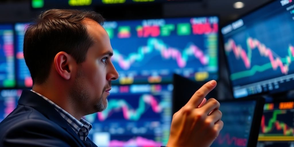 Trader analyzing options in a stock market setting.