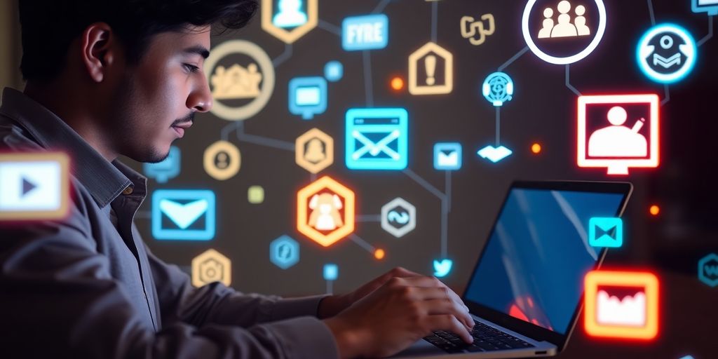 Person learning digital media skills on a laptop.