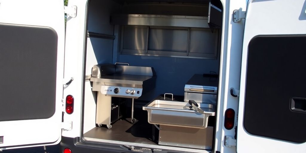 Catering van loaded with equipment.