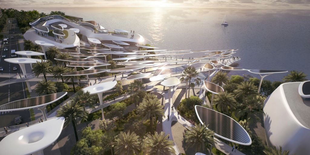 futuristic internet technology concept with global network illustrations