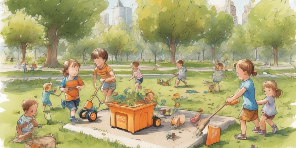 children playing with eco-friendly toys in a park