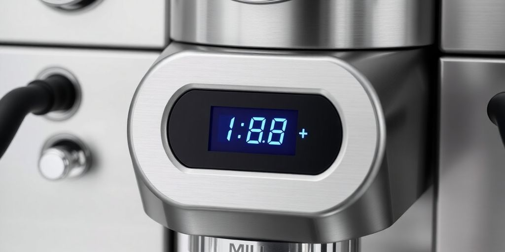 Quick Mill Espresso Machine with integrated shot timer display.