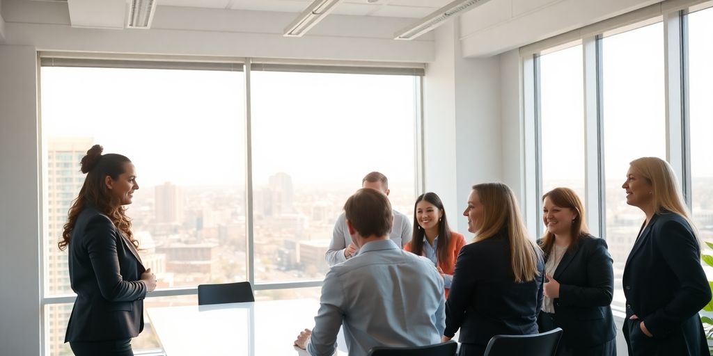 Diverse professionals collaborating in a modern Burlington, NC office.