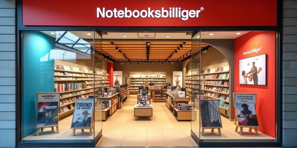 Filiale von Notebooksbilliger mit einladendem Eingang.