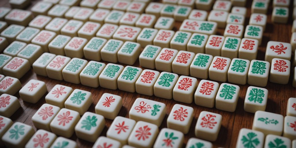 Mahjong season tiles displayed in an organized layout.