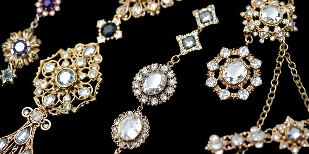 Bijoux hérités en gros plan sur fond velours.