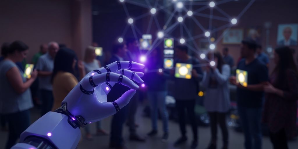 Robot, ljudi, vibracija, poruke, tehnologija, komunikacija, preduzeće, budućnost