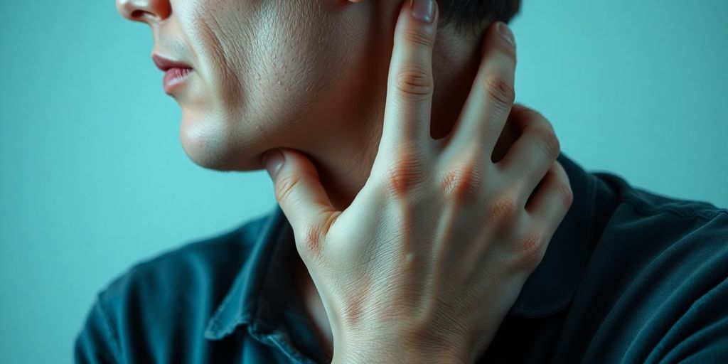 Person holding their neck in pain after a car accident.