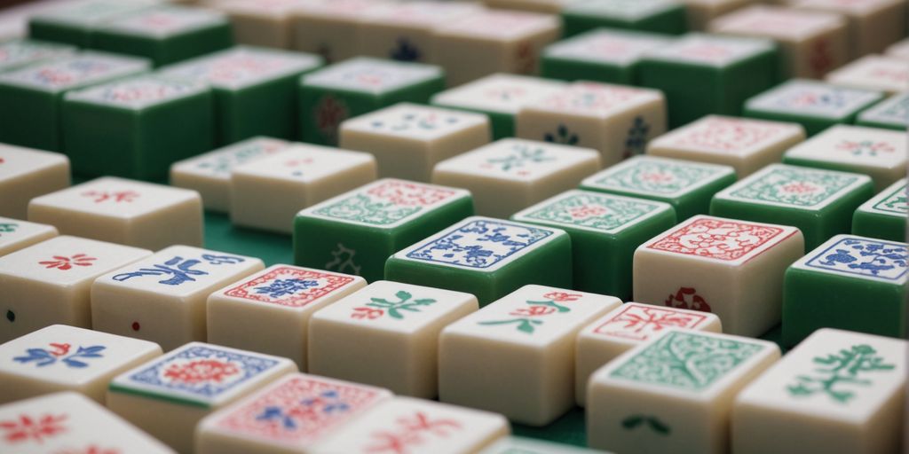 Mahjong wind tiles in a neat row