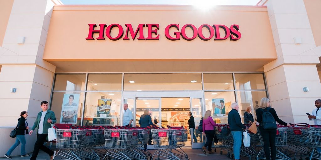 Exterior of a Home Goods store with shopping carts.