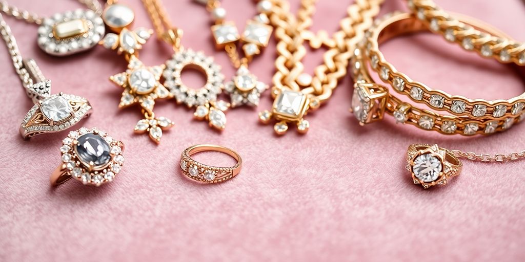Bijoux variés étalés sur un fond en velours.