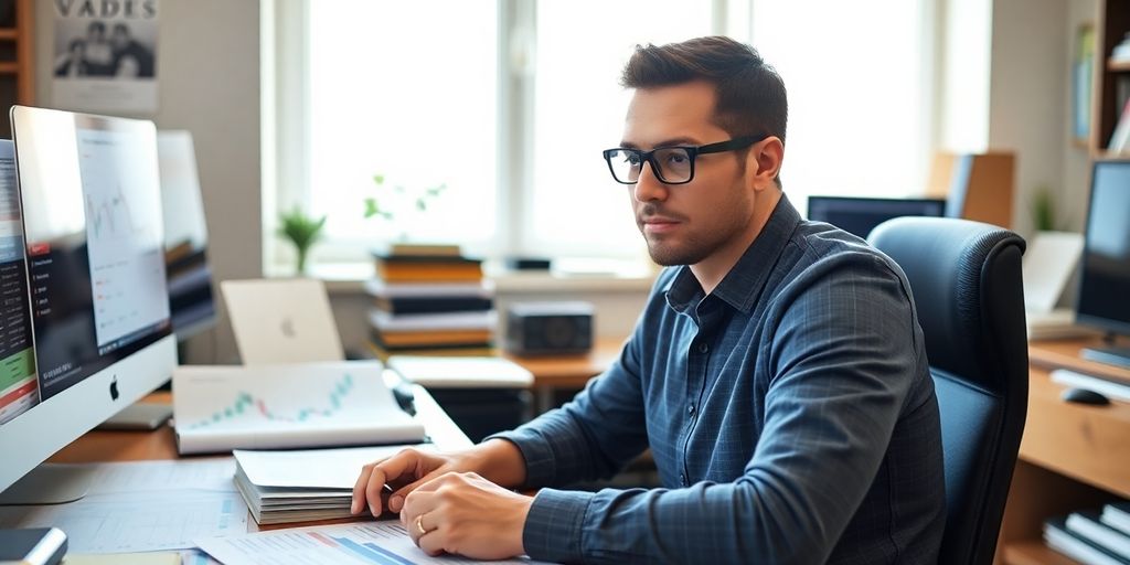 Person studying options trading in a cozy workspace.
