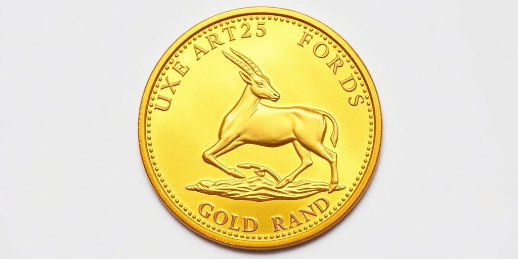 Pièce d'or Krugerrand brillant sur fond neutre.