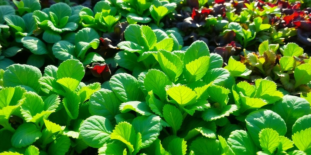 Bunte Herbstsalate, frisch und knackig im Beet.