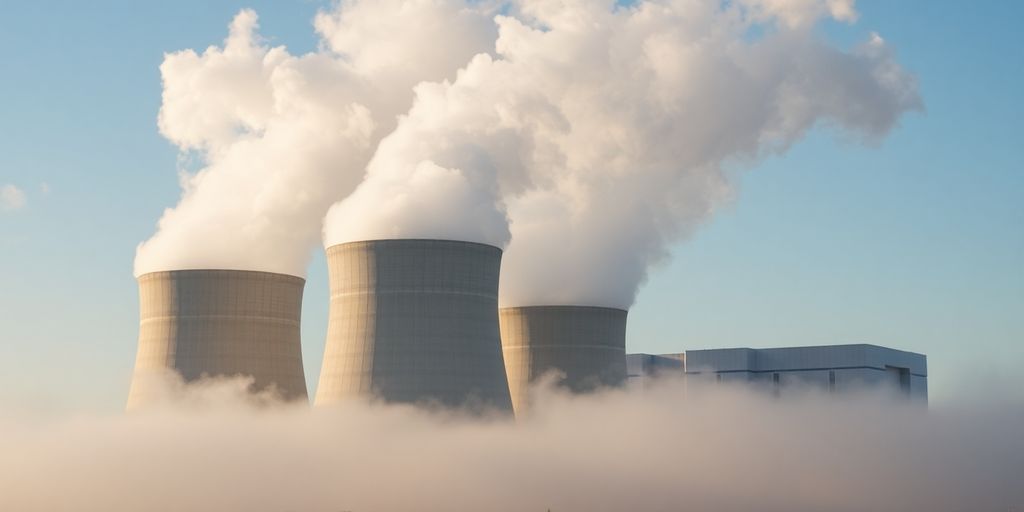 Centrale nucléaire avec panache de vapeur