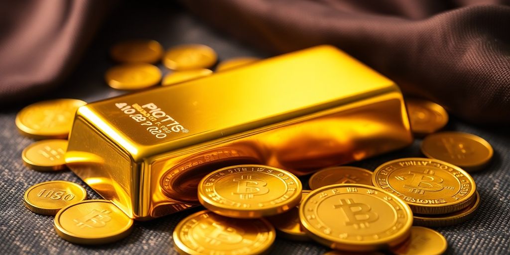 Un lingot d'or sur un fond sombre et texturé.
