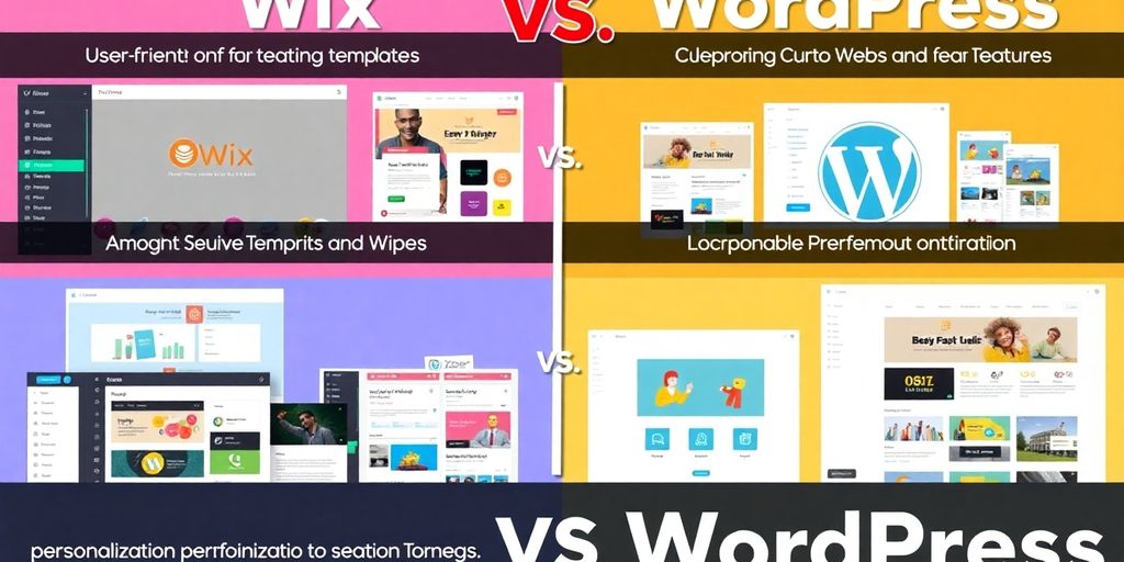 Comparaison visuelle des personnalisations Wix et WordPress.