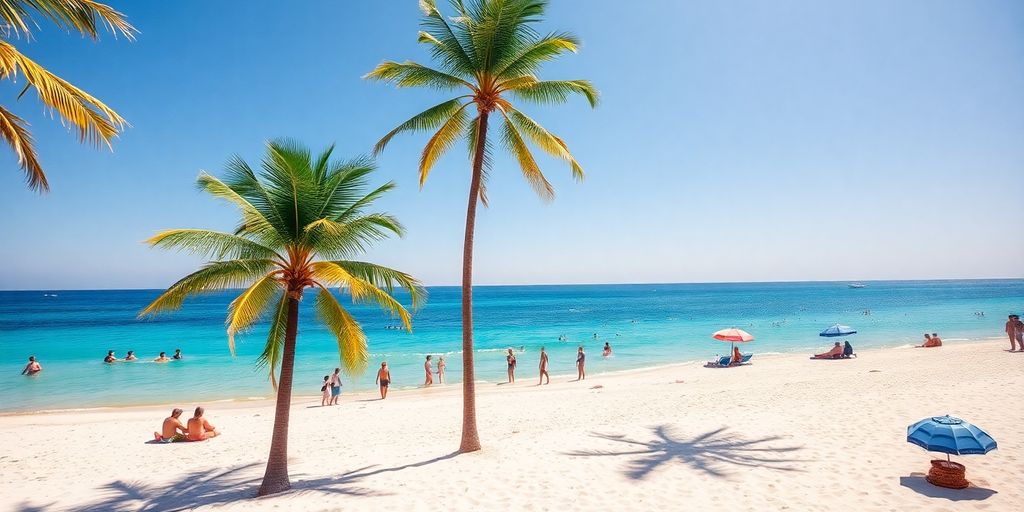 Tourists enjoying a vibrant beach in Cabo.