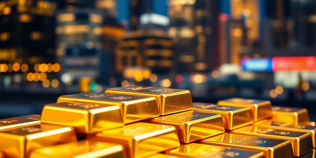 Des lingots d'or brillants empilés élégamment.