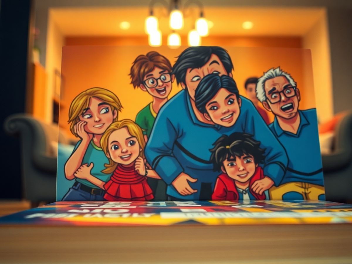 Vibrant book cover illustrating a chaotic family scene.