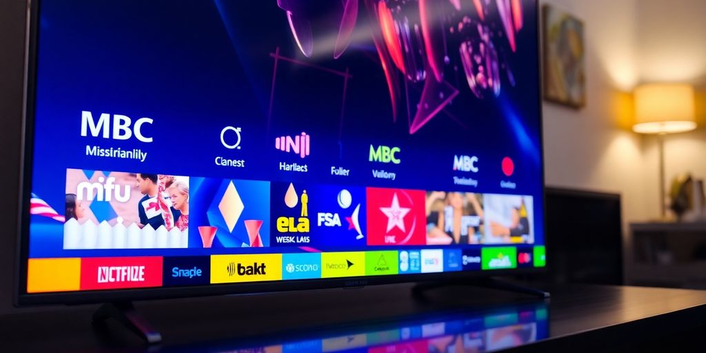 شاشة تلفاز تعرض قنوات MBC