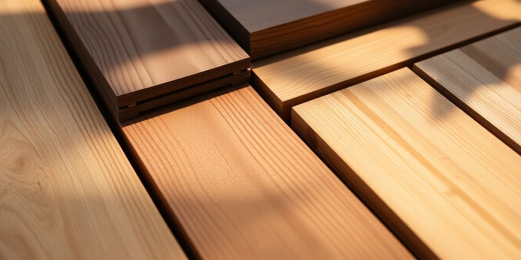 Various decking materials for Essex homes displayed outdoors.
