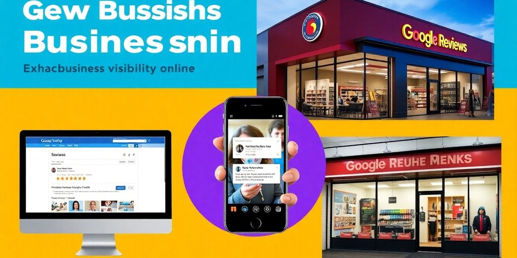 Collage of business images related to Google reviews.